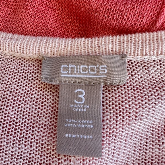 CHICO’S NWOT, PINK OMBRÉ, V-NECK SWEATER. RIBBED SLEEVES & HEM. SIZE 3 - Picture 4 of 4